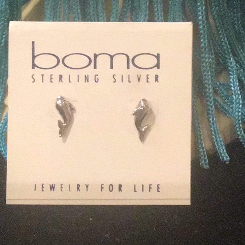 NWT Boma Dolphin sterling silver stud earrings
